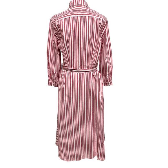 H&M Red & White Striped Shirt Long Sleeve Button Up Midi Dress Size 6 - Picture 4 of 8